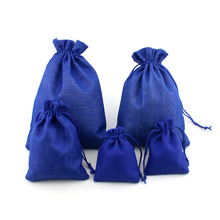 Royal blue Burlap Jute Drawstring Gift Jewelry Pouches Bags for Wedding Packaging Christmas Custom Logo Multi Size 10pcs /lot 2024 - buy cheap