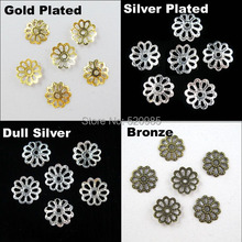 (500Pcs=1Lot ! ) Free Shipping Jewelry Finding 9MM Flower End Beads Caps Gold Silver Bronze Nickel Plated No.BC03 2024 - buy cheap