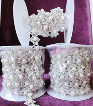 1 Yard Wholesale Hot Sale Pearl Crystal  Chain Glass Rhinestone Trim 2024 - buy cheap