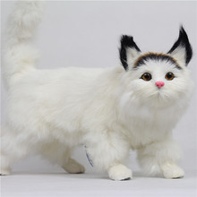 Simulación de gato de pie, 33x29cm, modelo de polietileno y pelo, modelo de gato, accesorios de decoración del hogar, modelo regalo d619 2024 - compra barato