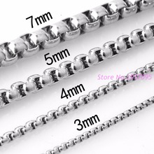 2/3/4/5/7mm Silver Color Women's Men's Chain Necklace Unisex Stainless Steel Round Box Link Necklace 2024 - buy cheap