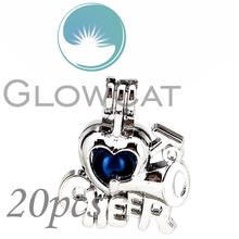 20x Silver Heart CHEER Letter Beads Cage Perfume Diffuser Aroma Oyster Pearl Cage Locket Pendant KK939 2024 - buy cheap