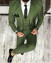 Traje ajustado verde Formal para hombre, traje de boda para novio, traje de graduación, esmoquin de 3 piezas (chaqueta + chaleco + Pantalones) 2024 - compra barato