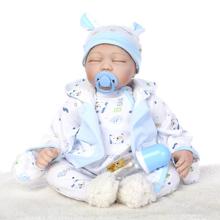 Bonecas reborn bebês, bebês reborn, com roupa e chapéu, silicone recém-nascido realista, bonecas reborn para meninas e crianças 2024 - compre barato