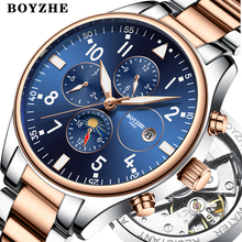 BOYZHE Mens Automatic Mechanical Watch Time Moon Phase Waterproof Luminous hands Casual Military Sport Watches Relogio Masculino 2024 - buy cheap