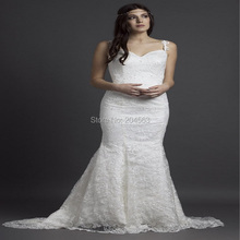 Hot Sale Gorgeous Elegant Sweetheart Spaghetti Straps Mermaid Lace Wedding Dresses 2024 - buy cheap