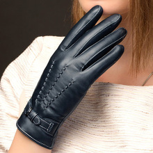 Women Genuine Leather Gloves Fashion  Sheepskin Glove Autumn Winter Thermal Velvet Lining Driving Gloves NW707-5 2024 - buy cheap