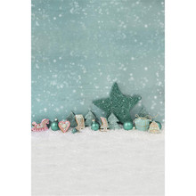 Falling Snowflakes Winter Photography Backdrops Printed Light Green Star Balls Trees Wood Horse Baby Kids Christmas Background 2024 - buy cheap