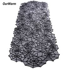 OurWarm Halloween Spiderweb Lace Table Runner Horror Haunted House Props Black Table Cover Spider Theme Party Supplies 51x203cm 2024 - buy cheap