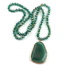 Ожерелье с подвеской MOODPC, модное ожерелье с подвеской из кристалла и узлом из натурального камня 2024 - купить недорого