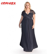 2020 new sexy V-neck lace short-sleeved dress female Fashion sexy loose  plus size long dresses women's boutique 2024 - buy cheap