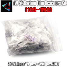 150 peças resistor de filme de carbono de alta qualidade 10-1m ohm 1w 5% kit de variação de óxido de metal 2024 - compre barato