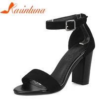 KARINLUNA Plus Size 33-48 Buckle Strap Round High Heels Women Shoes Summer Sexy Sandals 2019 Brand New Woman Shoes 2024 - buy cheap