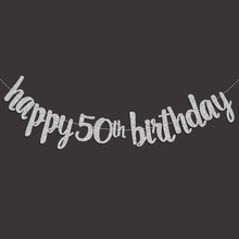 Ouro/preto/prata glitter feliz 50th aniversário banner popular cinqüenta aniversário decoração da festa 50 aniversário decorações supplie 2024 - compre barato