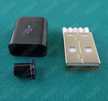 50 шт. USB 2,0 разъем типа A папа USB 4 Pin разъем Разъем пайки с черной пластиковой крышкой для DIY на заказ ручной работы 2024 - купить недорого