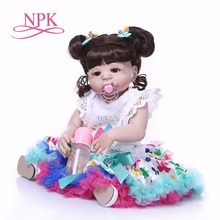 Npk, bonecas reborn para meninas, bebês de 57cm, brinquedo de vinil de silicone, vida real, boneca viva para meninas, cabelo encaracolado 2024 - compre barato