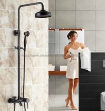 Conjunto de chuveiro cascata de chuva de 8 ''brsgaveta preto bronze único punho banheiro misturador de parede com chuveiro de mão brsgaveta 2024 - compre barato