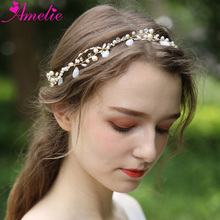 New Bridal Headband Hair Vine Crystal Pearl Decoration Wedding Vines Women Party Headpiece Forehead Jewelry 2024 - buy cheap