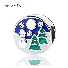 2019 Real 925 Silver Charm Christmas Style Tree & Snowman Charms Beads Fit Original  Bracelets Women DIY Jewelry Gift 2024 - buy cheap