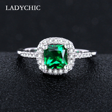 Ladychic anel de casamento de cristal feminino, quadrado verde 1.5ct, micro empedrado, 30 peças, aaa, zircônio, joia feminina lr1138 2024 - compre barato