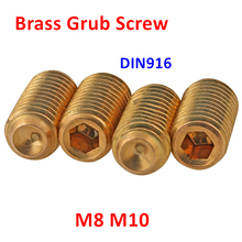 10pcs Thread M8 M10 DIN916 Brass Set Screws Hexagon socket Headless Cup Point Grub Screw Hex Socket Set Screws L=8/10/12/16/20mm 2024 - buy cheap
