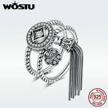 WOSTU Hot Sale 100% 925 Sterling Silver Vintage Fluttering of Tassel Rings For Women Brand Original Fine S925 Jewelry DXR088 2024 - buy cheap