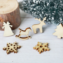 50pcs Christmas Pendants Snowflake Deer Mini Wooden Buttons Christmas Tree Wood Piece Christmas Decoration Gift Wooden Ornaments 2024 - buy cheap