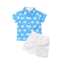 1-6Y Kids Boy Clothing Set Short Sleeve Shirt Tops White Shorts Bottom 2PCS Gentleman Summer Clothes 2024 - buy cheap