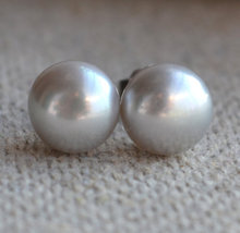 Joyería de perlas reales perfectas, pendientes de perlas de agua dulce grises de 7,5-8MM de seda AAA, joyería de perno de plata S925, regalo de fiesta de boda 2024 - compra barato