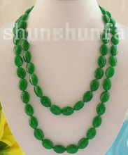 Impresionante collar de cuentas de jade verde, 13x18mm, elíptico barroco, largo 50" 2024 - compra barato