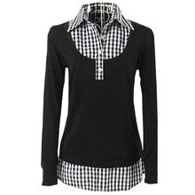 Women shirts plaid tops ladies office shirt turn down collar long sleeve 4XL 5XL XXXXL plus size clothing vintage blouses WD466 2024 - buy cheap