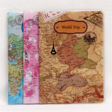 Funda para pasaporte de PVC para hombre y mujer, portadores de tarjetas de crédito informales, 14x10cm, mapa del mundo, documentos de viaje 2024 - compra barato