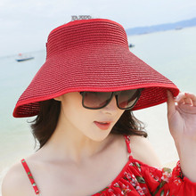 Sun Visor Beach Hats Women Visors Foldable Wide Brim Female Summer Sun Hat Women's Hats Summer Wide-brimmed Straw Hat 2024 - buy cheap
