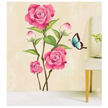 Amor romántico DIY 3D Rose Flor Mariposa etiqueta de la pared 713 Decoración para el hogar calcomanías arte decoración de la boda 2024 - compra barato
