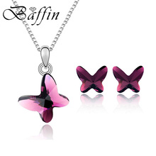 BAFFIN-Mini pendientes con forma de mariposa para mujer, conjunto de joyería con cristales de Austria, accesorios para regalar 2024 - compra barato