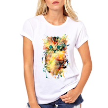Милые футболка с котёнком Kitty в космосе зеленый камуфляж футболка для женщин Забавный Графический футболки для девочек I Love Pet мультфильм Ф 2024 - купить недорого