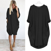 Bigsweety Plus Size Dresses For Women Casual Loose Half Sleeve Crew Neck Dress Ladies Oversized Dress Beach Dresses With  Pocket 2024 - buy cheap