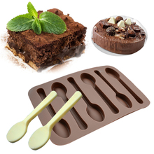 Molde de silicona con forma de cuchara para Chocolate, utensilios de pastelería con 6 agujeros, para Tartas, cocina, bricolaje, para jabón de Chocolate y caramelo, 1 unidad 2024 - compra barato