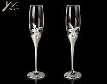 Top rated European style silver plated metal champagne glass, metal toast  flute for weddings or party use, wine glass 2024 - buy cheap