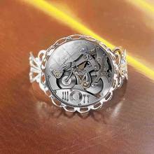 QiYuFang Vintage Mechanical Gear Steampunk Art Glass Cabochon Ring Bronze steel Chain Rings Women Jewelry 2024 - buy cheap