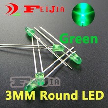 Luces LED de diodo redondas verdes, 3mm, superbrillantes, DC3.2-3.4V, 500 unidades por lote, envío gratis 2024 - compra barato