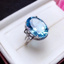 Luxurious fashion big round Natural Blue topaz gem Ring S925 Silver Natural Gemstone Ring Women's party gift fine Jewelry 2024 - buy cheap