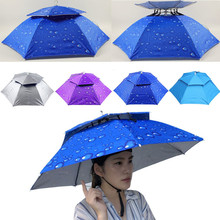Head Umbrella Outdoor Large Double Layer Fishing Umbrella  Camping Beach Sunshade Sunny Rainy UV For Men Women Kids A30 2024 - buy cheap