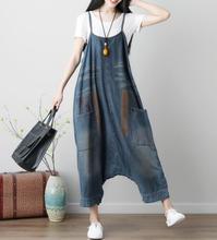 Women Baggy Cross Rompers pants Washed Print denim Overalls Hip-Hop harem jeans Drop Crotch Jumpsuits  distressed jeans 2024 - buy cheap