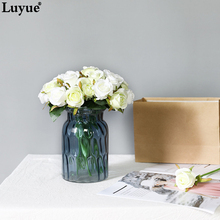 Luyue Высокое качество 12 головок Цветы Свадебный букет невесты цветок Искусственный шелк цветок Роза венок гирлянда домашний декор 2024 - купить недорого