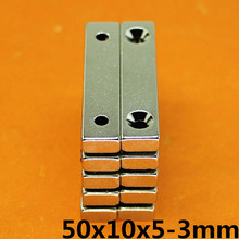 1pcs  50x10x5 mm hole 3mm N35 Strong Square NdFeB Rare Earth Magnet 50*10*5 mm 2hole 3mm 50mm x 10mm x 5mm-3mm 2024 - buy cheap