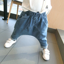 Meninos Jeans Casual Treino das Crianças Da Criança Infantil Crianças Meninos Harem Pants Crianças Calças Jeans Da Moda Calças Jeans Menina Bebê 2024 - compre barato