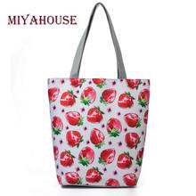 Miyahouse Strawberry Printed Tote Handbag Women Large Capacity Female Shopping Bag Fruit Canvas Design Ladies Shoulder bag 2024 - buy cheap