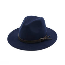 Brand Woolen Men's Black Dad Fedora Hat For Gentleman Woolen Wide Brim Jazz Church Cap Vintage Panama Sun Top Hat MNDJS001 2024 - buy cheap