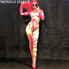 Women Multicolored Sexy Jumpsuit Nightclub Party Clothing Stage Wear Singer Dancer Costume 2024 - buy cheap